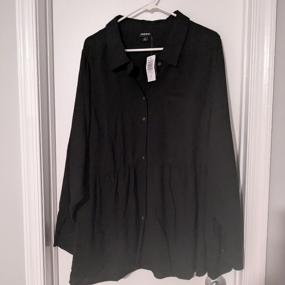 Torrid textured peplum long sleeve shirt 4 - Picture 6 of 8